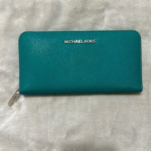 Michael Kors teal travel wallet